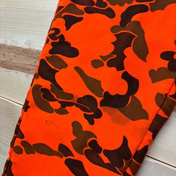 Vintage Hunting Pants 36x32 Orange Blaze Camo Camouflage Single Needle IDEAL Zip - Picture 5 of 12